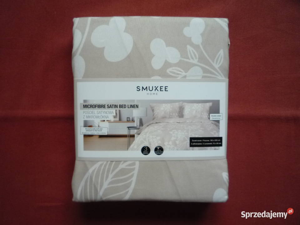 Smukee nowa beżowa pościel satynowa mikrowłókno Szczecin