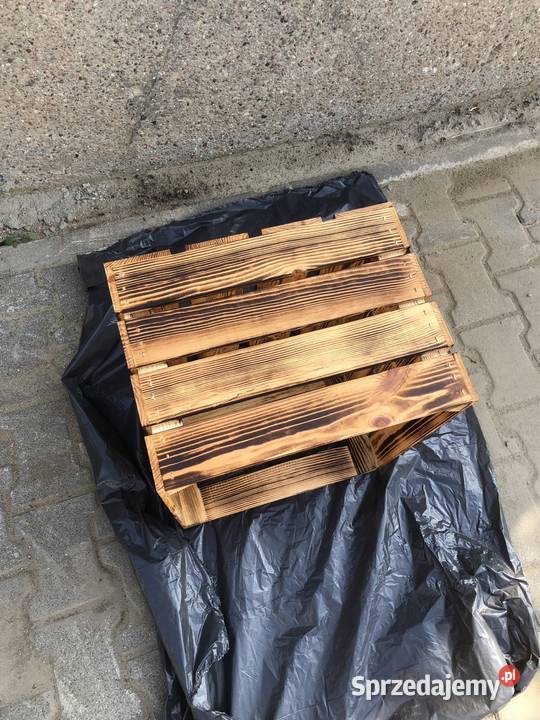 Drewniana skrzynka opalana i lakierowana półka 40cm