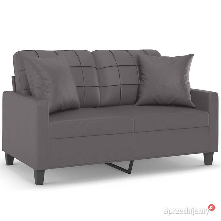 2osobowa sofa z poduszkami szara 120 sztuczna Sofy i kanapy Meble