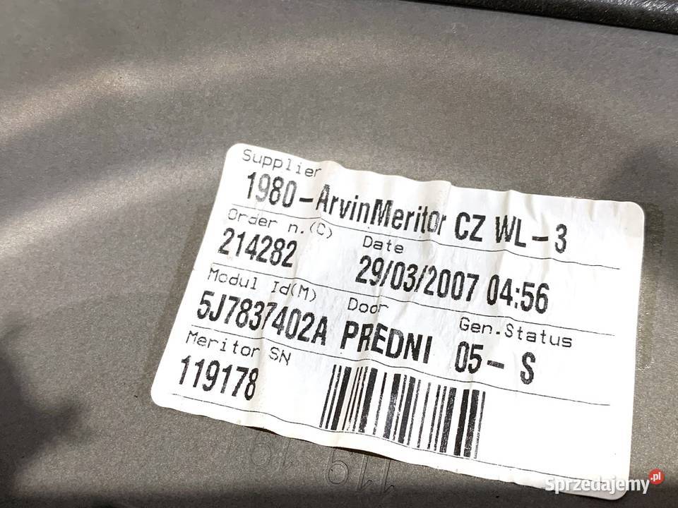 PODNOŚNIK SZYBY PRAWY PRZÓD SKODA ROOMSTER sprzedam