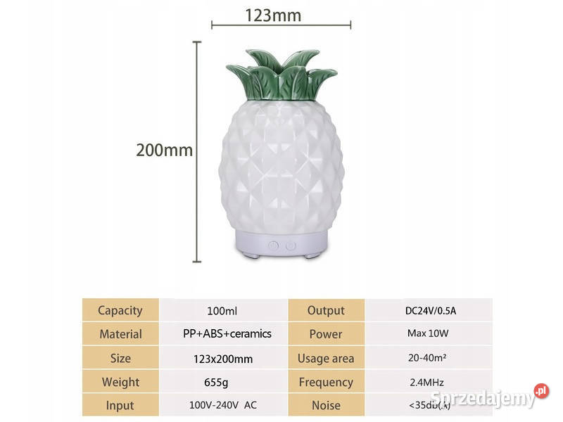 Nawilżacz powietrza ananas dyfuzor zapachowy Mikołów