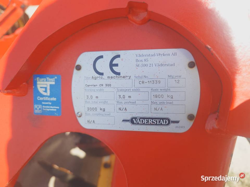 Brona telerzowa Vaderstad Carrier nieuszkodzony sprzedam
