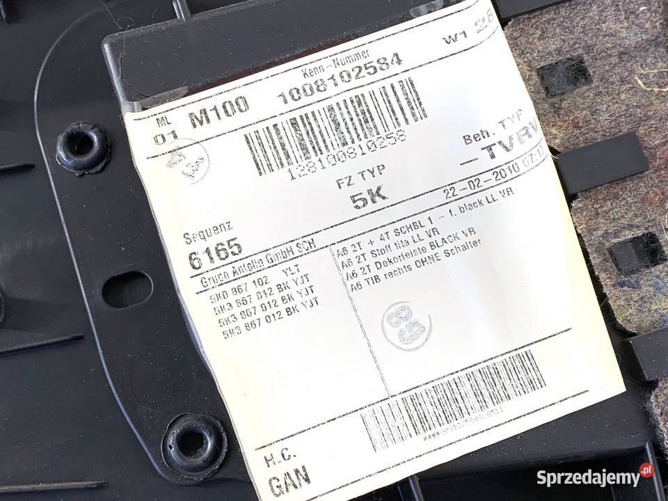 BOCZEK DRZWI PRAWY PRZÓD VW GOLF VI Hatchback