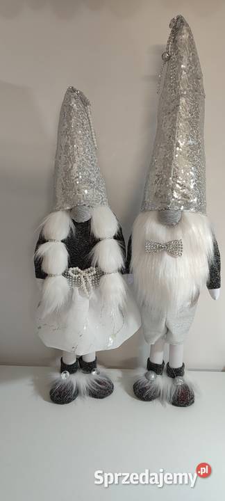 Skrzaty świąteczne para srebrny szary siwy pomorskie