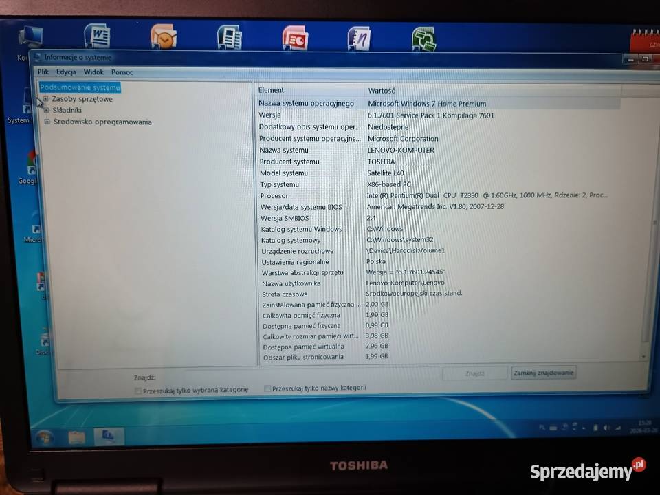 Komputer Toshiba Satelite 320 wielkopolskie