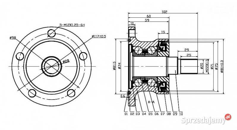 Piasta talerza bezobsługowa 5 otworowa APG małopolskie