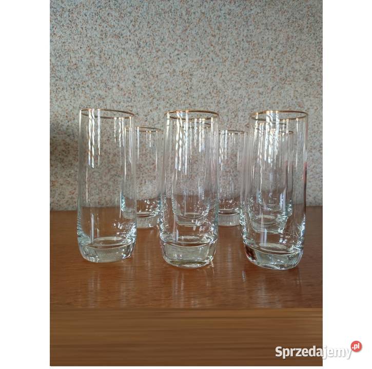 literatki szklanki złocone grube złocone prl Kielce