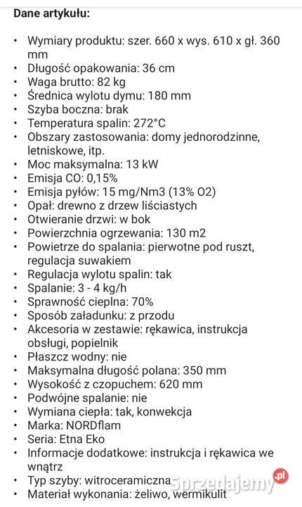 Wkład kominkowy Spytkowice sprzedam