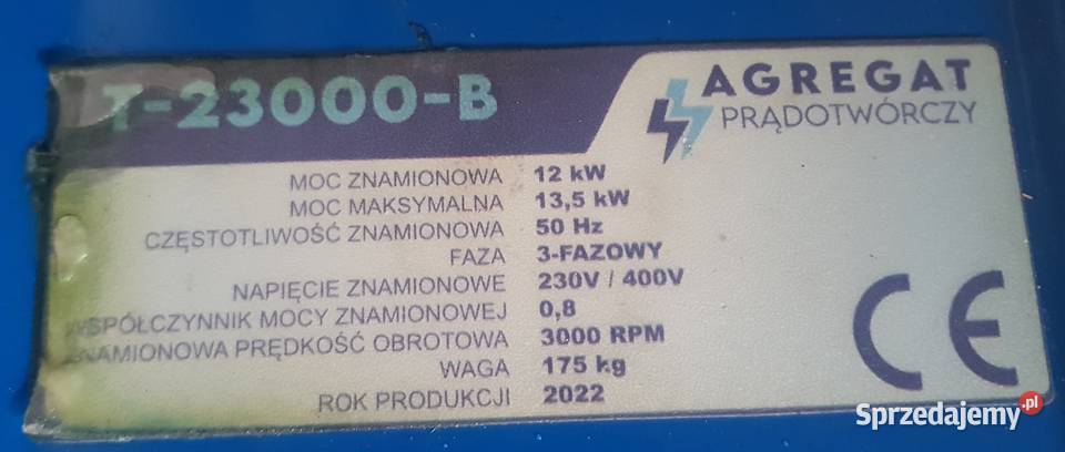 Agregat prądotwurczy 13kw benzyna nowy Katowice