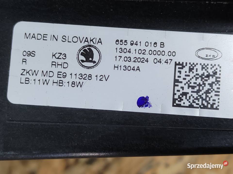 Lampa LED Prawy Przód Skoda Kamiq Lift Pleszew sprzedam