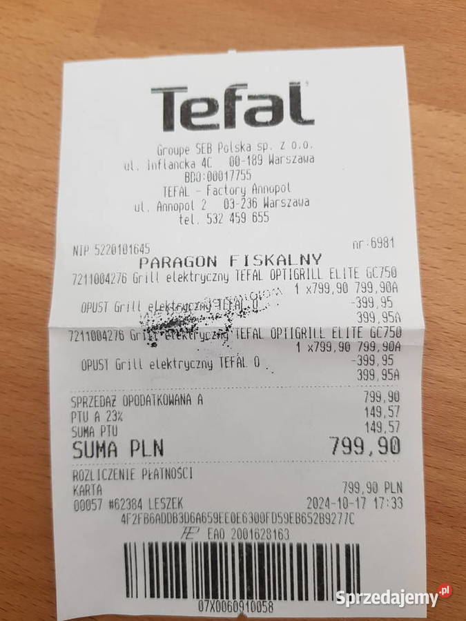 Grill Opiekacz Elektryczny TEFAL Optigrill Chorzów