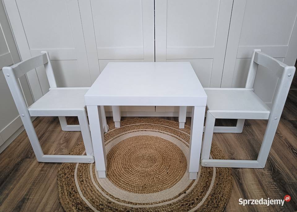 STOLIK 2 krzesła dzieci Biały komplet do zabawy Brzostek