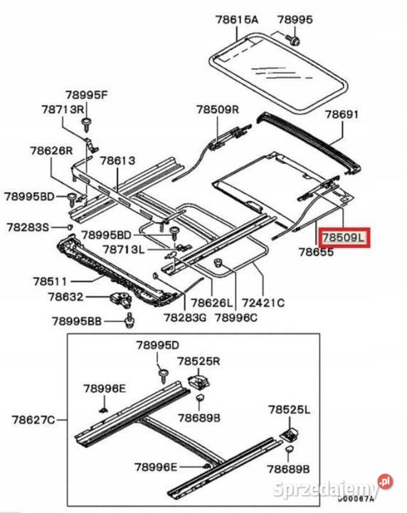 MECHANIZM SZYBERDACHU MITSUBISHI GRANDIS 0309 osobowe lubelskie sprzedam