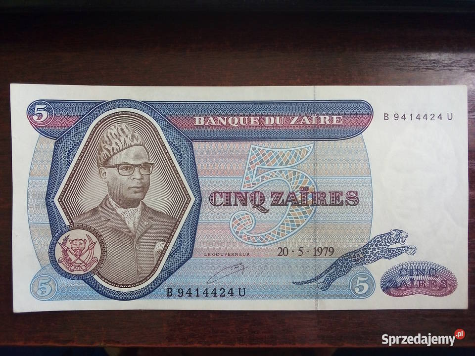 Banknot 5 zairów Zair Płońsk