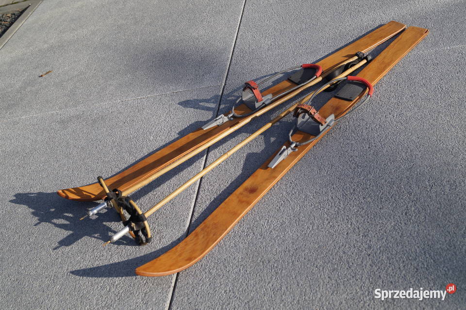 Stare narty dziecięce 100 kijki w komplecie Pruchnik