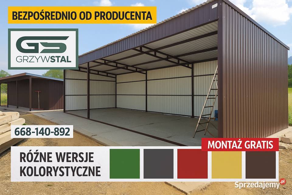 Garaż Blaszany Wiata o wymiarach 8x5m OTWARTA blacha Gniezno