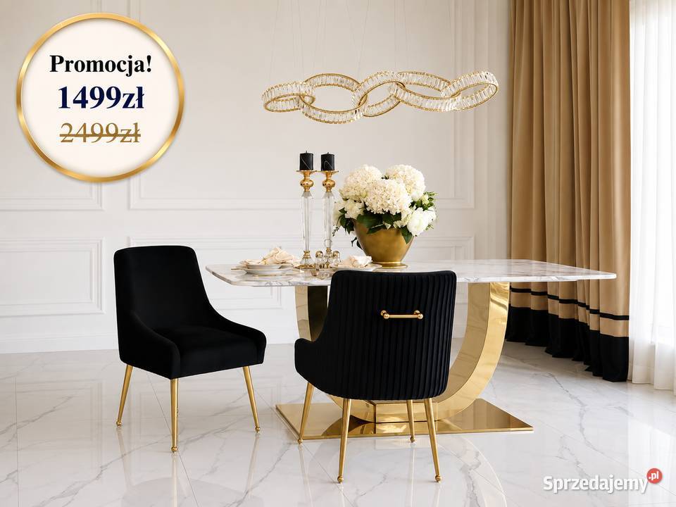 Krzesło glamour czarne na złotych nogach Krzesła Warszawa