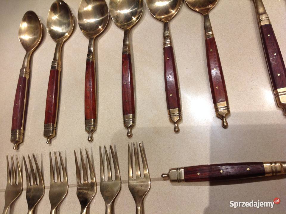 Stare Sztućce z Brązu Zestaw 31 Drewno Wiśniowe Nowa Sól
