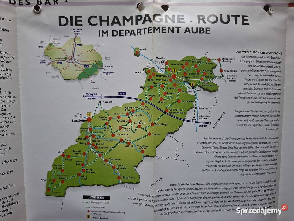 Francja LAube Fremdenverkehskarte Champagne mapa małopolskie