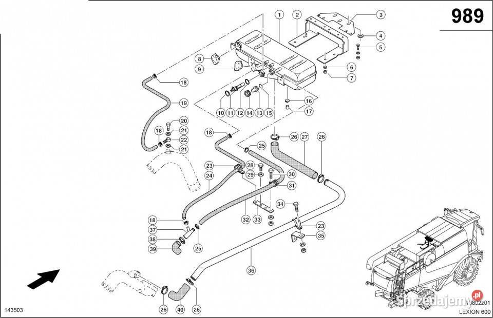 Claas Lexion 600 ZBIORNIK WYRÓWNAWCZY 0007961352 Części i osprzęt rolniczy