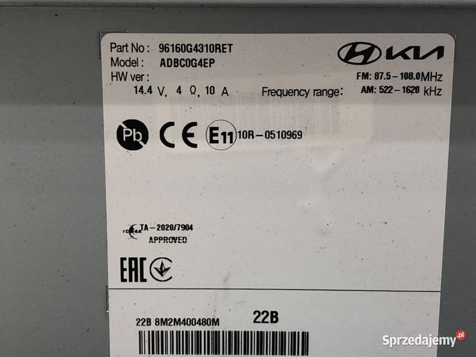 RADIO HYUNDAI i30 96160G4310 ODTWARZACZ Sprzęt audio fabryczny