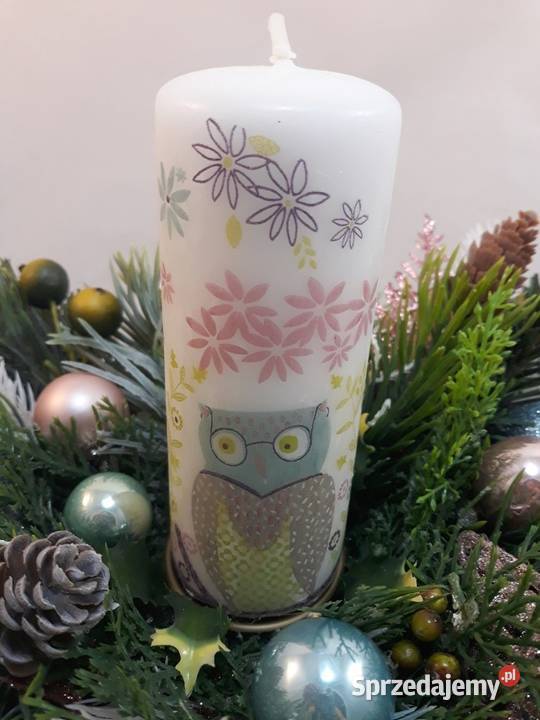 Stroik świąteczny sowa rękodzieło Trzebnica