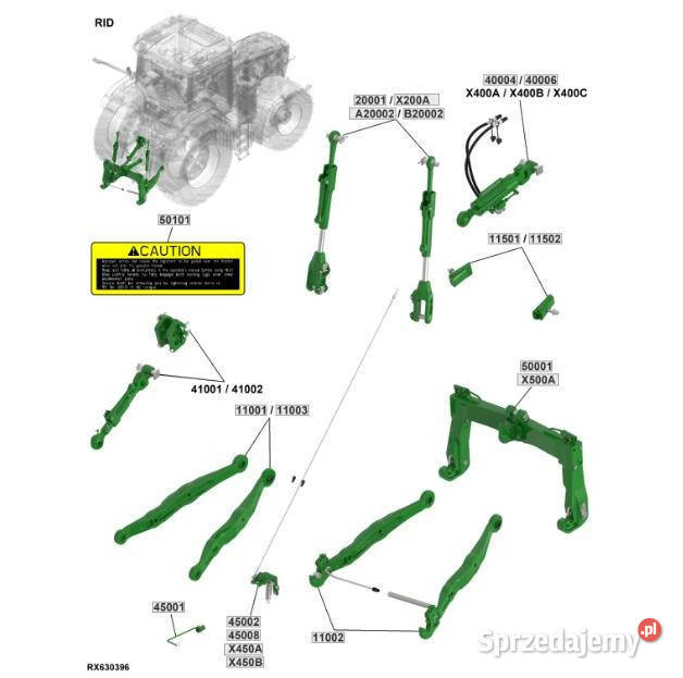 John Deere 7R 7R330 wieszaki ramiona belki dolne sprzedam