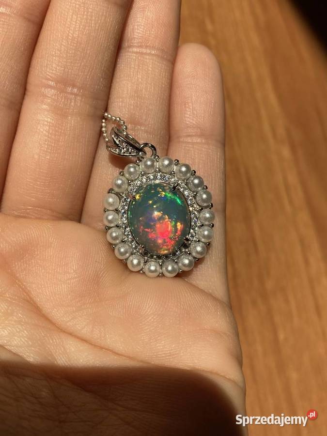 Duża zawieszka z opalem etiopskim srebro Warszawa