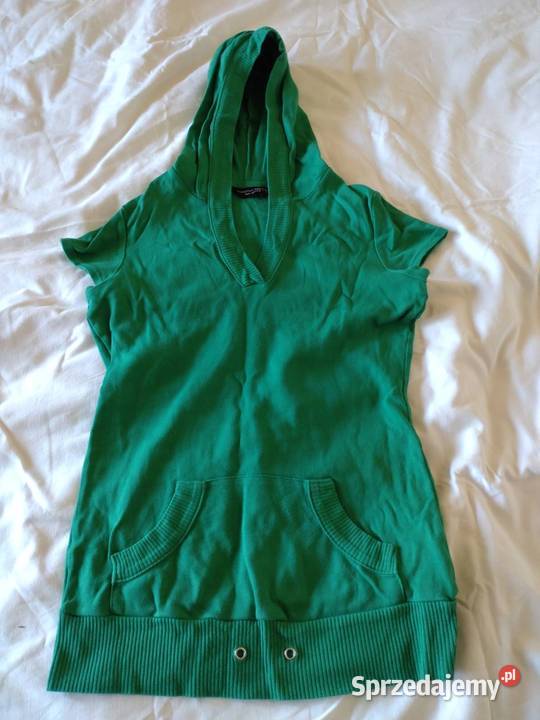 Bluza zielona krótkie rękawy kaptur Dorothy