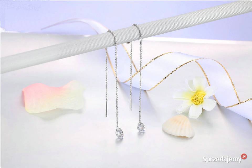 Nowe kolczyki srebrny kolor wiszace dlugie z Szczecin