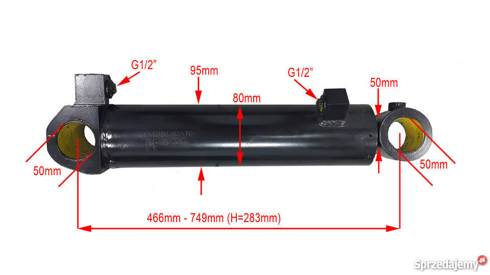 SIŁOWNIK HYDRAULICZNY CYLINDER SKOK 283 POZLIFT Solec Kujawski