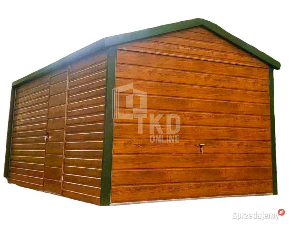 Garaż blaszany - 3x5 - brama uchylna  blachodachówka TKD134