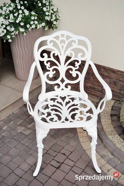 Meble ogrodowe aluminiowe białe komplet 4osobowy Breń