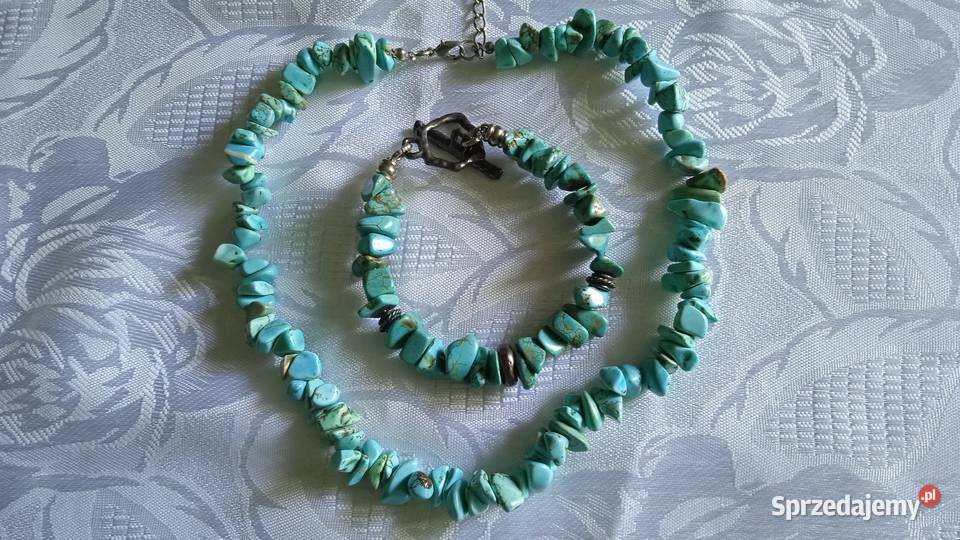 KOMPLET BIŻUTERII Z NATURALNYCH TURKUSÓW Biżuteria dla Pań sprzedam