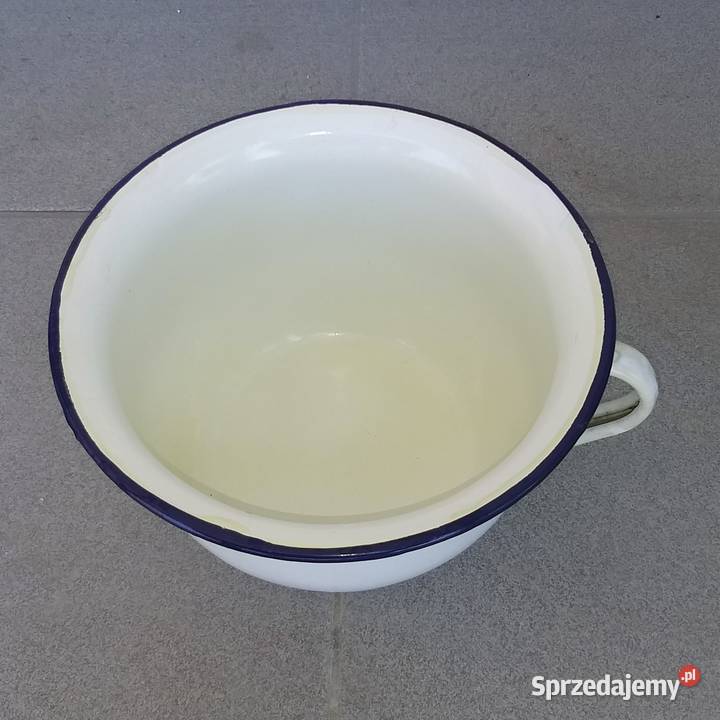 Stary nocnik emaliowany z uchem vintage mazowieckie