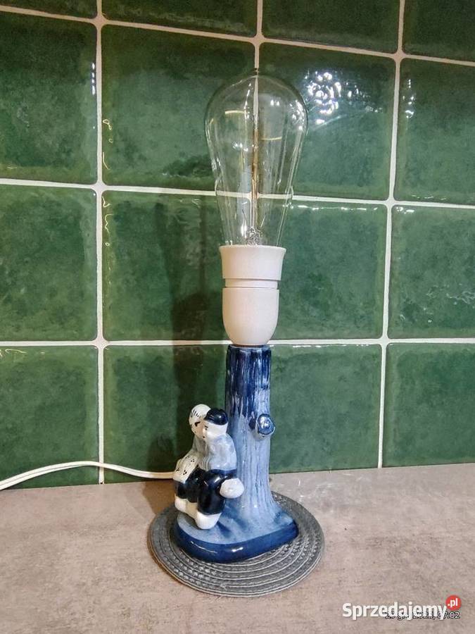 Lampa porcelanowa Holandia 1940 oryginał vintage świętokrzyskie Przeczów