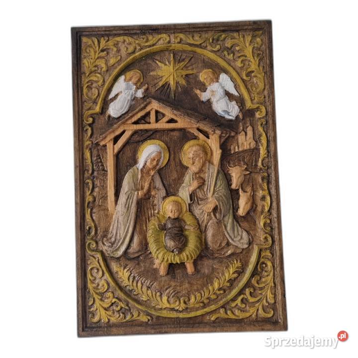 Szopka Bożonarodzeniowa Obraz z drewna ręcznie Dom i Ogród Malechowo
