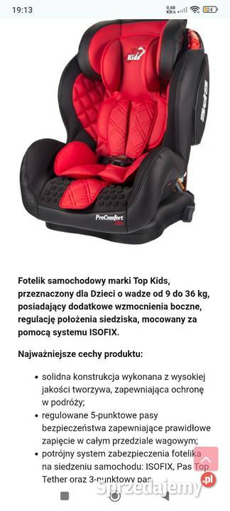 Fotelik samochodowy top kids Comfort plus 936 Jędrzejów