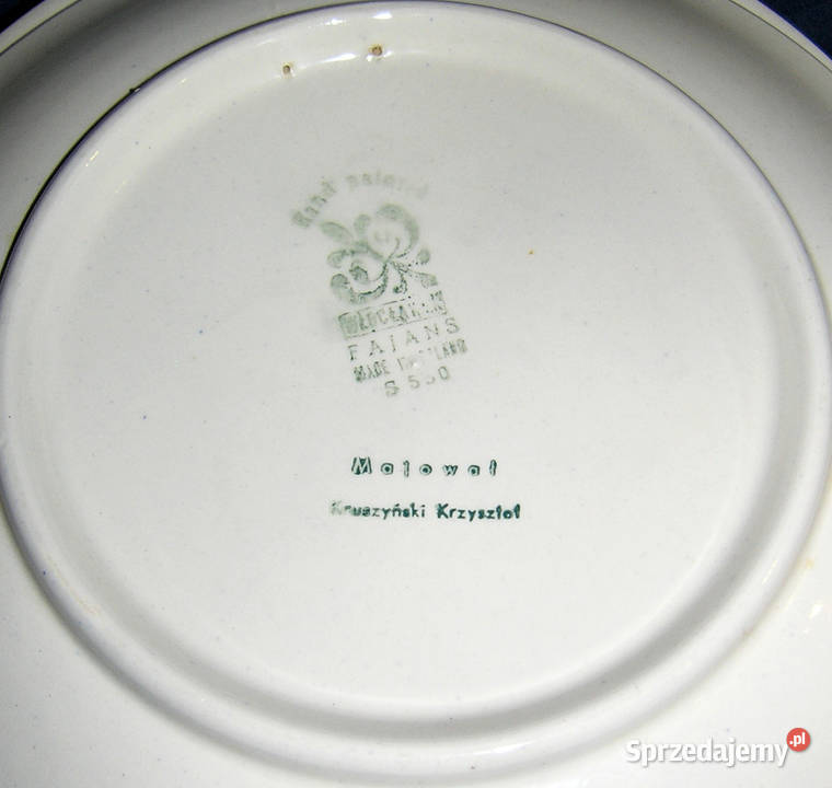 talerze płaskie recznie malowane WłocławekPRL Bartków