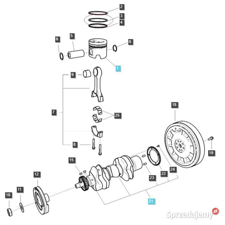 Pierścień tłoka 200 mm No2 MT335 LS MT340 LS Tajęcina