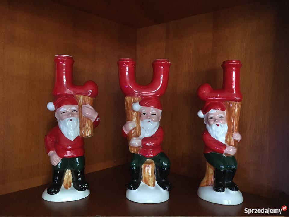 Świeczniki krasnoludki szklane Komplet 3 Katowice