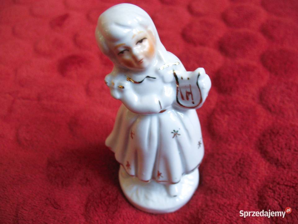 Dziewczynka z lirą biała złocona porcelana 10 x mazowieckie Siedlce sprzedam