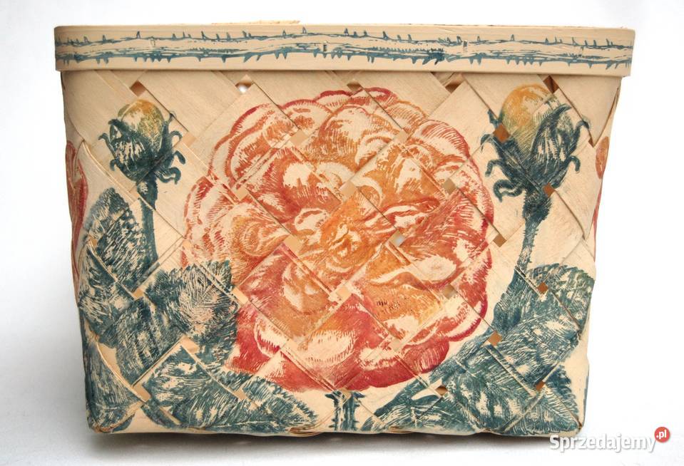 Ręcznie malowany kosz z łuby do przechowywania lubelskie Lublin