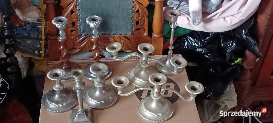 ZESTAW ŚWIECZNIKÓW STARYCH METAL WSZYSTSKIE wielkopolskie Poznań