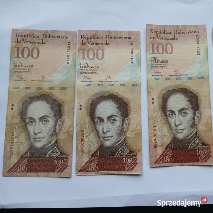 Paczka bankowa 100 bolivares Wenezuela obiegowe Numizmatyka śląskie Katowice
