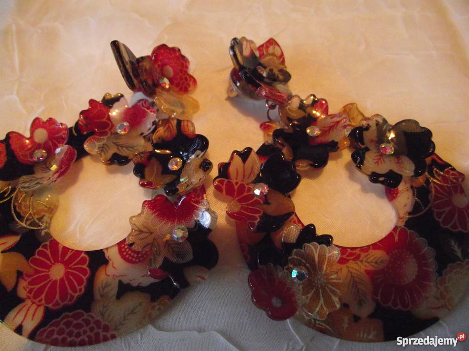 KWIATOWE CZERWONO CZARNE KOLCZYKI Piła