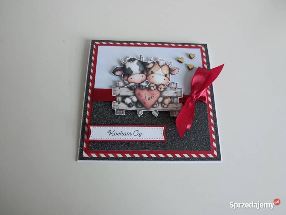 Kartka ręcznie robiona na walentynki Kocham Cię Łódź