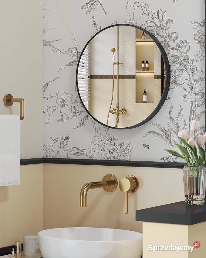 lustro okrągłe z metalową ramą 50