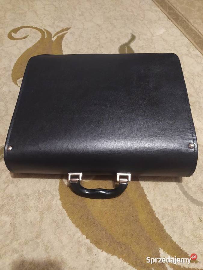 Torba teczka skórzana aktówka męska czarna 32cm Pułtusk
