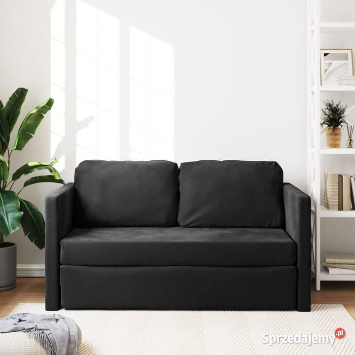 Sofa podłogowa 2w1 czarna 122x204x55 aksamit Warszawa sprzedam